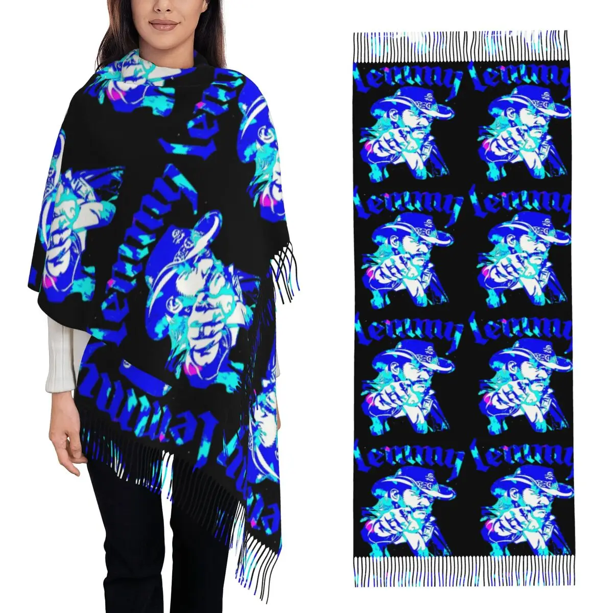 

Рок-звезда Леми Шарф Шарфы с кисточками Женские мягкие теплые шали и накидки Длинная осенне-зимняя шаль