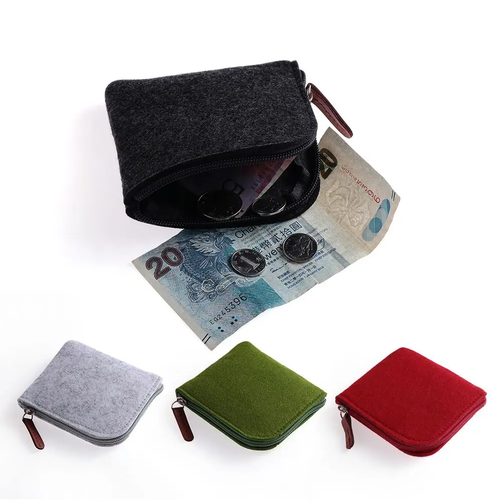 

Key Mini Coin Purse Change bag Women Wallet Credit Card Holder Wool Felt Bag