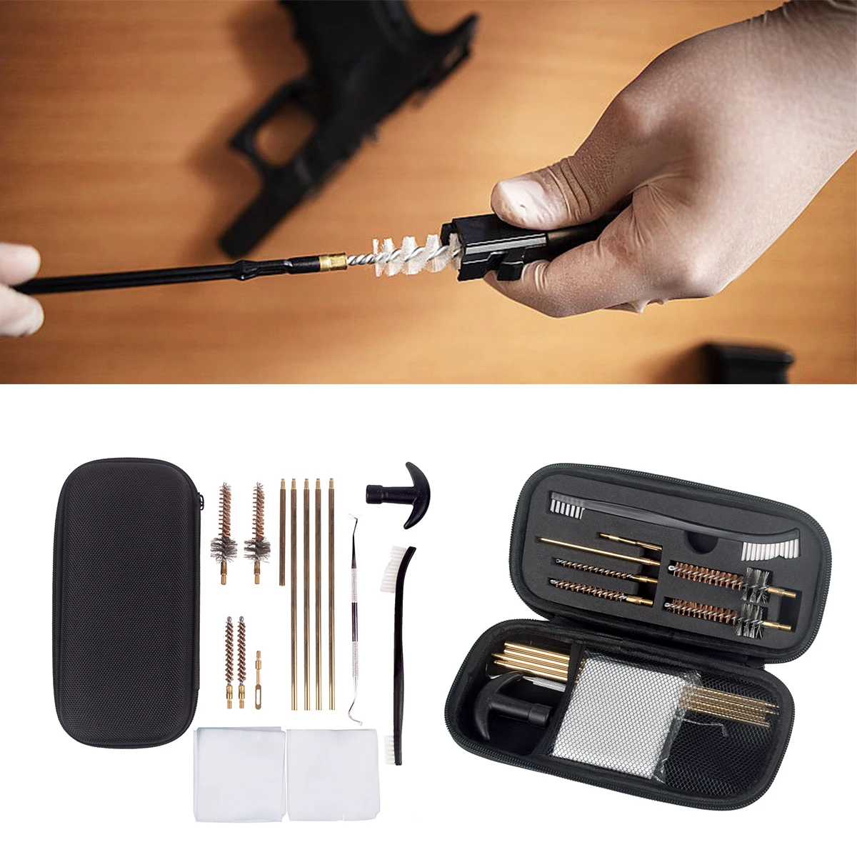 

Набор щеток для чистки стволов оружия, набор инструментов для обслуживания пистолетов Glock G17 G19 22 34 43X 1911 AR15 AR10 M4 M16 AK47, аксессуары