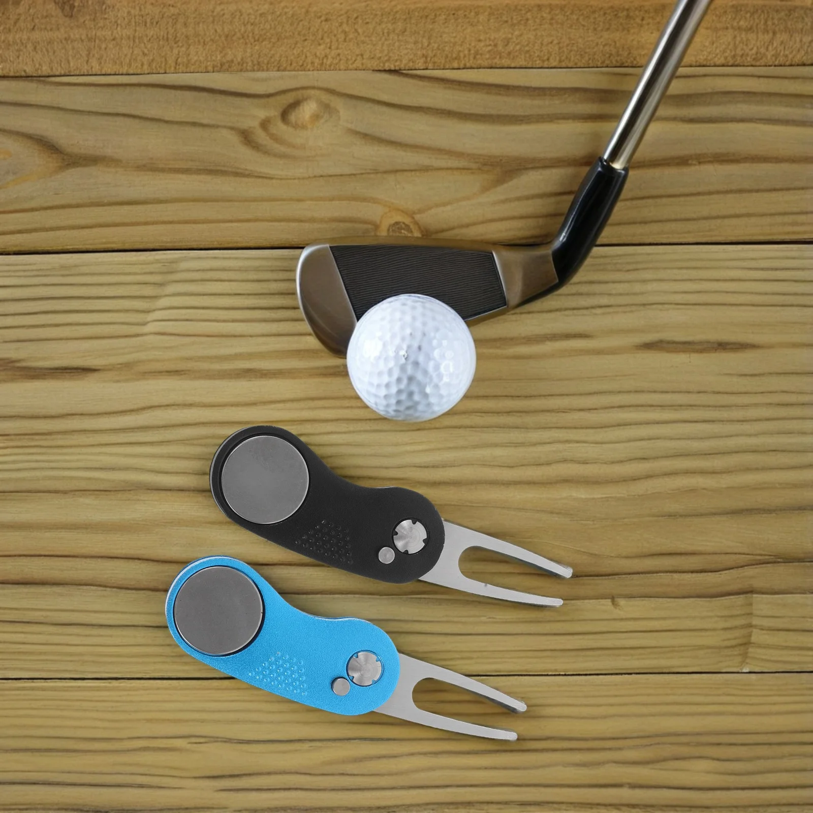 2 قطعة الألومنيوم خفيفة الوزن قابلة للطي الأخضر إصلاح المثبت الفولاذ المقاوم للصدأ الربيع للجولف وضع صيانة ديفت أداة إصلاح الغولف #3