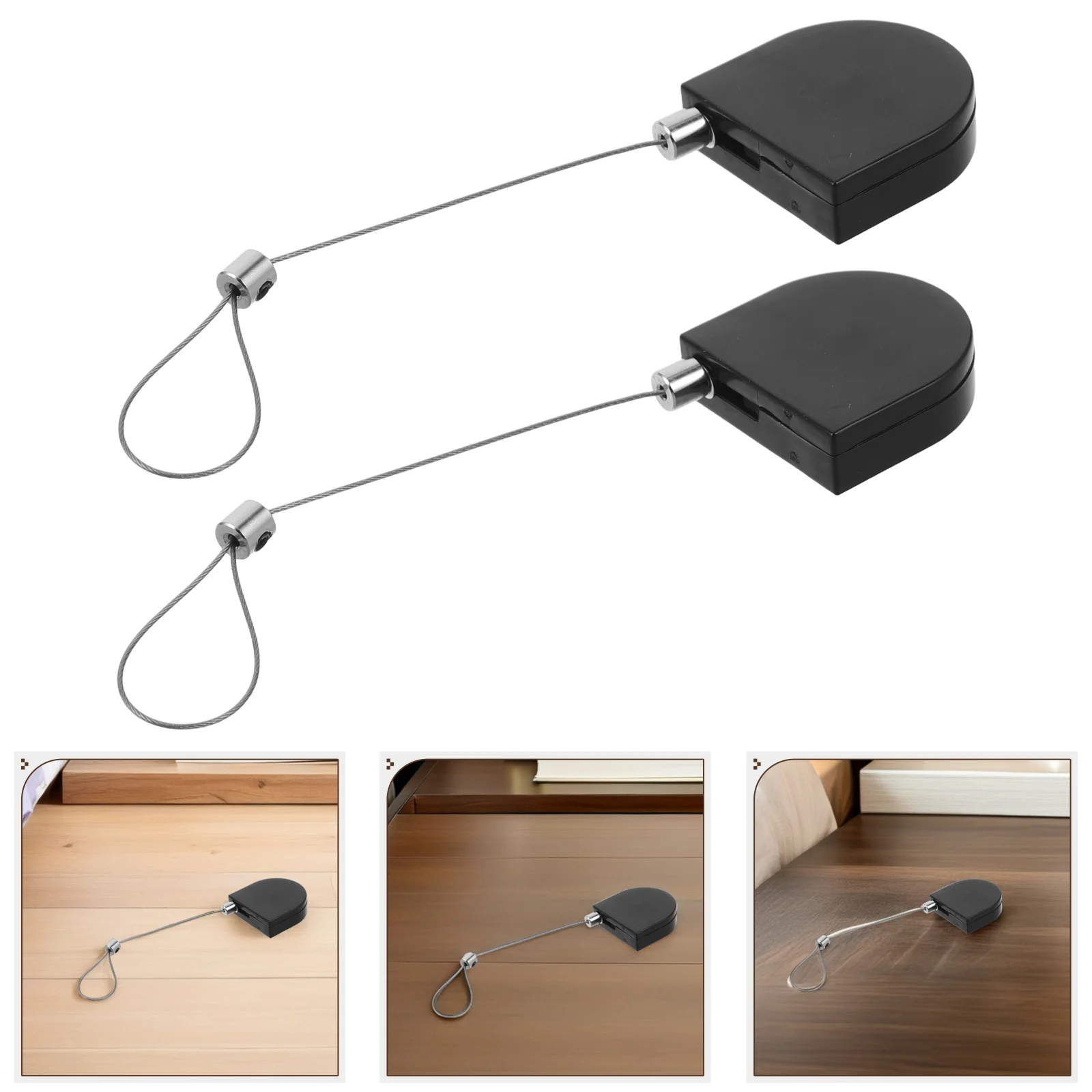 

2Pcs Jewelry Anti-Theft Box Retractable Safety Tether Remote Control Lock Cable Security Telescopic Wire Lock Display Showcase