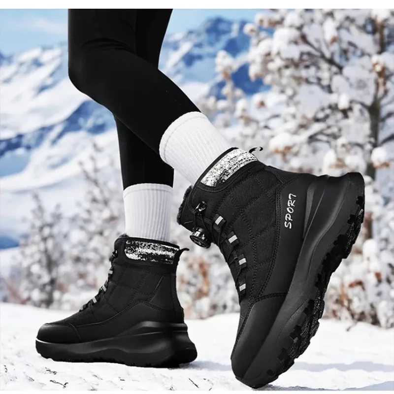 

Men's Winter Snow Boots Warm Plush Lined Mid Calf Boots Waterproof Anti Slip Outdoor Snow Men's Hiking Shoes Men Sneakers