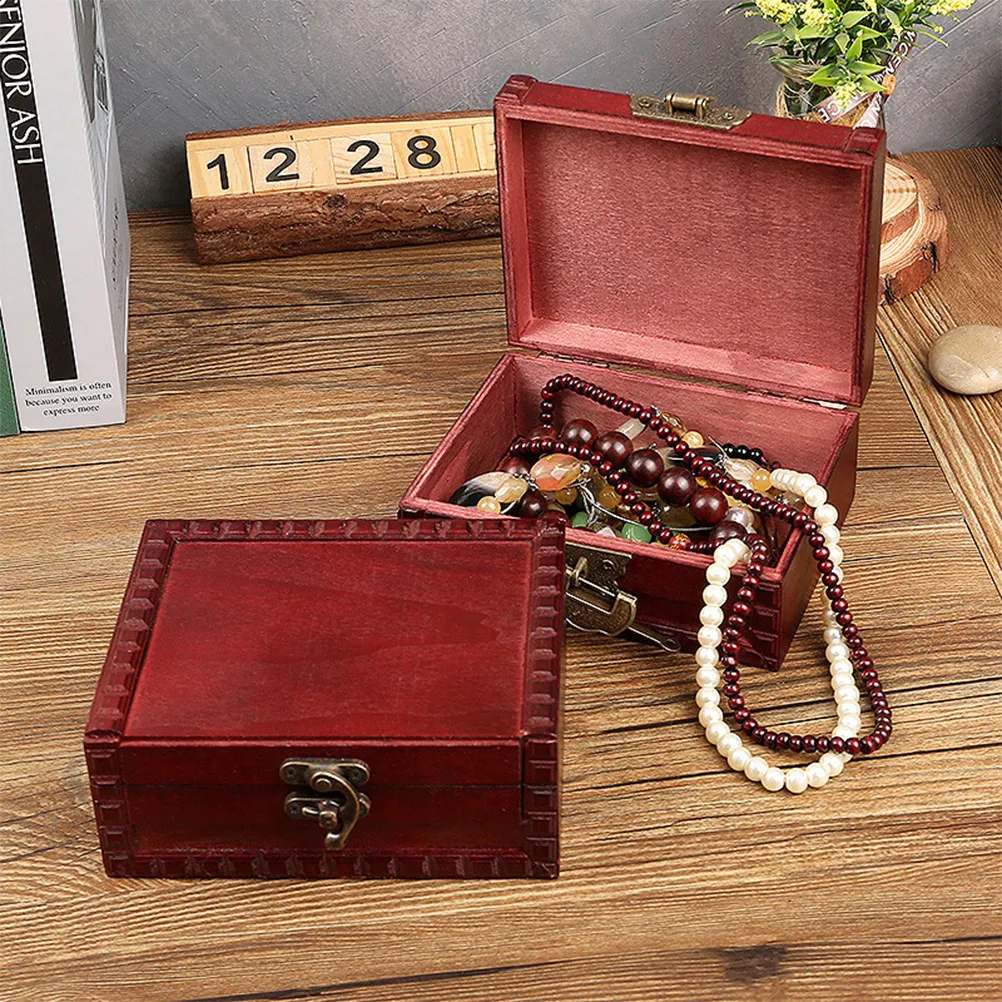

Wooden Jewelry Box Premium Storage Organizer Lock Design Portable Treasure Box for Rings Necklaces Earrings Bracelets Jewelry