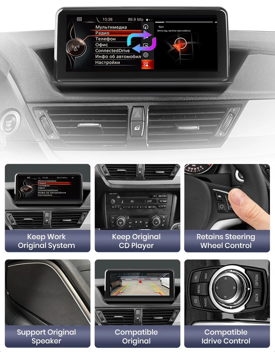 Junsun 10,25 Zoll Carplay für Apple Autoradio Multimedia für BMW X1 E84 2014-2018 Bluetooth Wireless Android Auto GPS Stereo – Detail 14