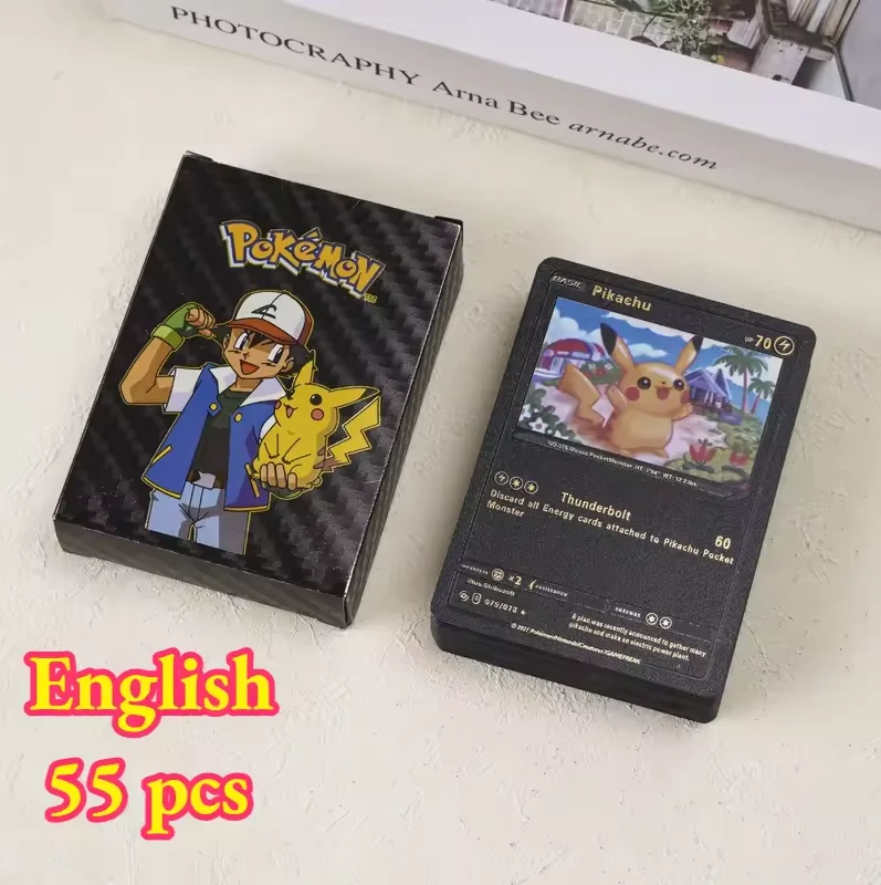 

55 шт., красочная карта с золотой фольгой Pokemon Charizard Pikachu Arceus, серебряная Радуга, английская карта VSTAR VMAX, подарок