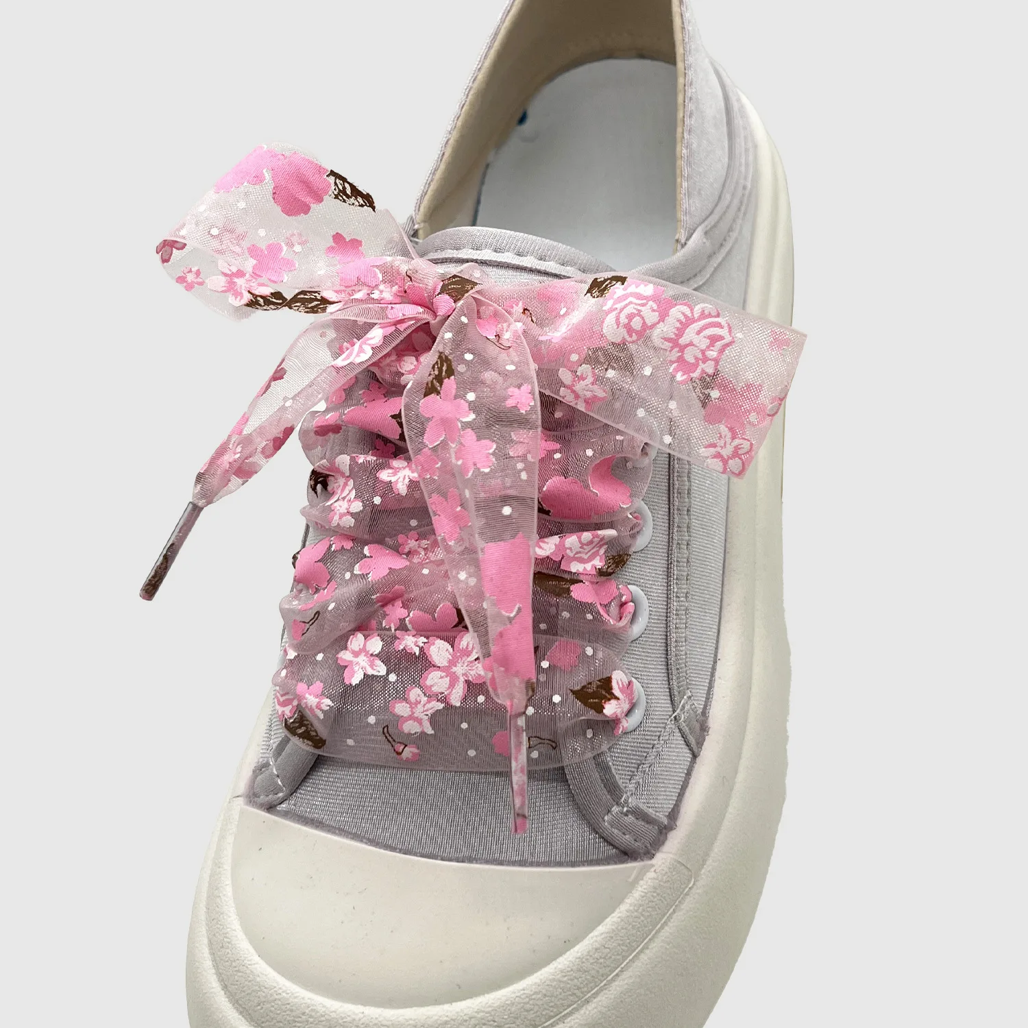 Paar Schneegarn-Schnürsenkel mit Druck, ultradünn, 2,7 cm breit, für Sportschuhe, Satin-Seidenband, Schneegarn-Schnürsenkel – Detail 7