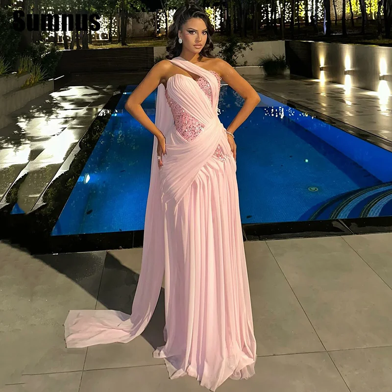 

Sumnus Elegant Straight Pink Evening Dresses Sweetheart Beading Pleats Formal Occasion Dresses فساتين سهرة Customized