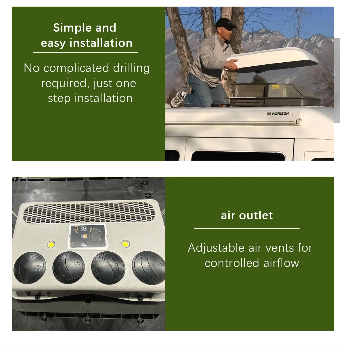 850 واط سقف علوي تصاعد وحدة تبريد DC12v/24 فولت سيارة مكيف هواء متنقل التيار المتناوب برودة مبرد الهواء مروحة تبريد الهواء لشاحنة RV