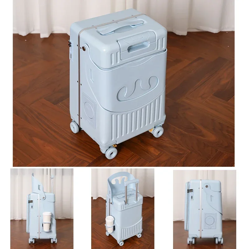 Mutter-Kinder-Reisekoffer zum Spazierengehen, Schiebe-Trolley für Eltern und Kind, Fahrbarer Kinderkoffer, 20-Zoll Handgepäck-Koffer – Detail 4