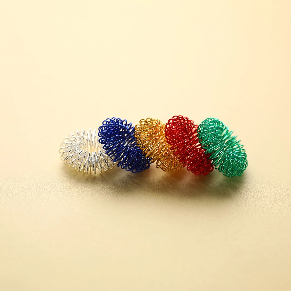 5pcs Acupressure Finger Massager Ring Set Relaxing Hand Care Figure Massagers for Stress Relief And Finger Exercise