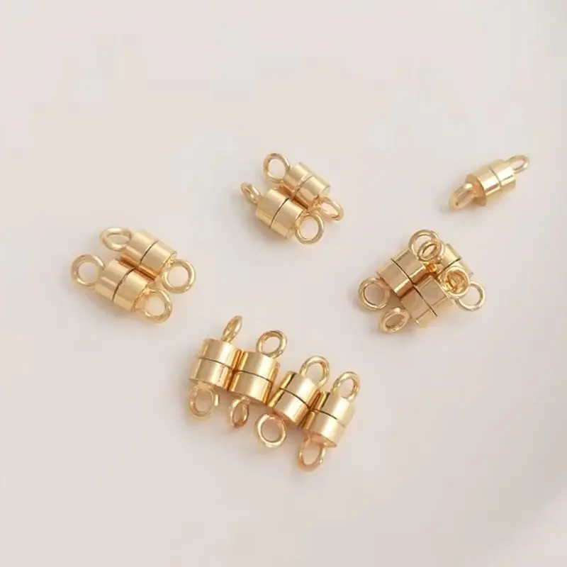 14K Gold Filled Magnetic Clasp, Cylinder Buckle for DIY Bracelet Jewelry Making Findings
