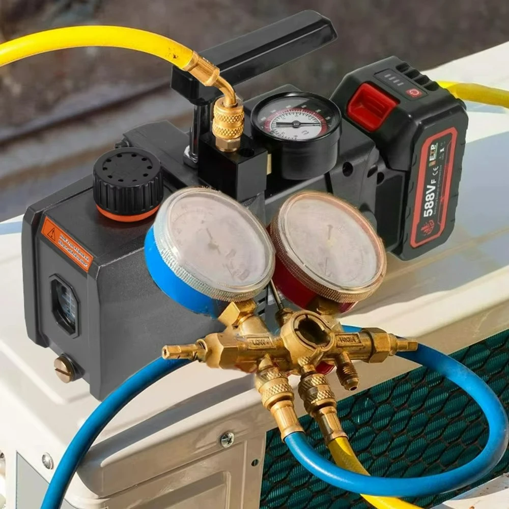 

7CFM 1/2HP Cordless Vacuum Pump 5PA 1/4 Air Inlet Refrigerator Air Conditioning Vacuum For 18v Battery