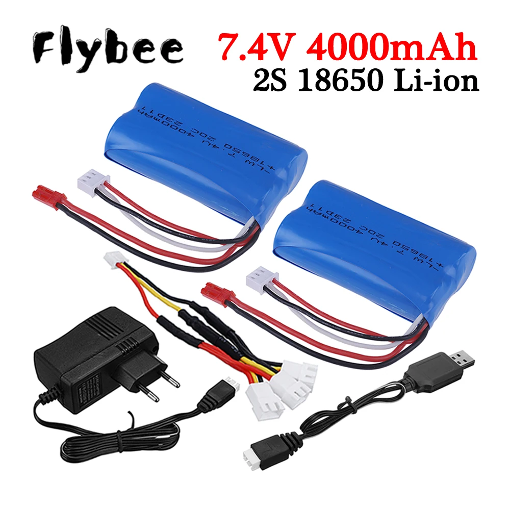 18650 2S 7.4V 4000mAh Li-ion Battery With JST Plug for UDIRC UD1601 UD1602 UD1604 UD1607 SG1603 SG1604 RC Flat Sports Car Toys​