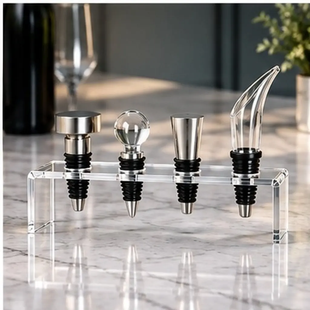 Acrylic Bottle Display Stand Holder Organizer For New Year Party Slot Transparent Riser Countertop