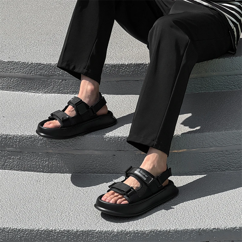 

Summer Trendy Men's Sandals Classic and Comfortable Styles Outdoor leisure beach walking Daily quality Black shoes breathable