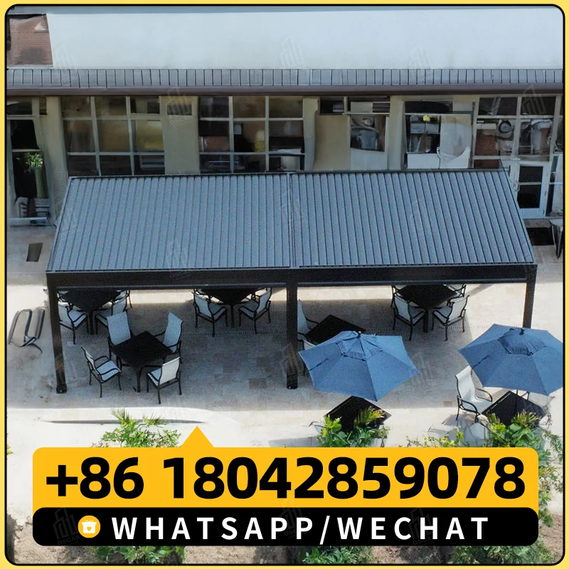 Customized Factory Canopy Motorized Adjustable Louver Sun Gazebo Bioclimatic Louvered Aluminum Pergola Made In China