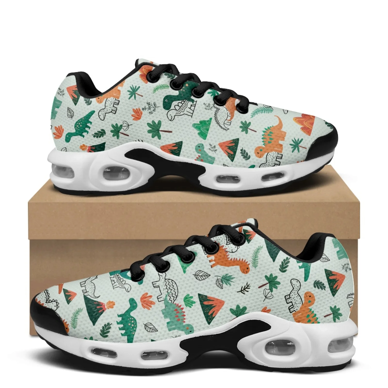 PENSTROLL Dinosaur Forest Men's Air Running Shoes Mesh Walking Shoes Fashion Lace-up Sneakers for Athletic