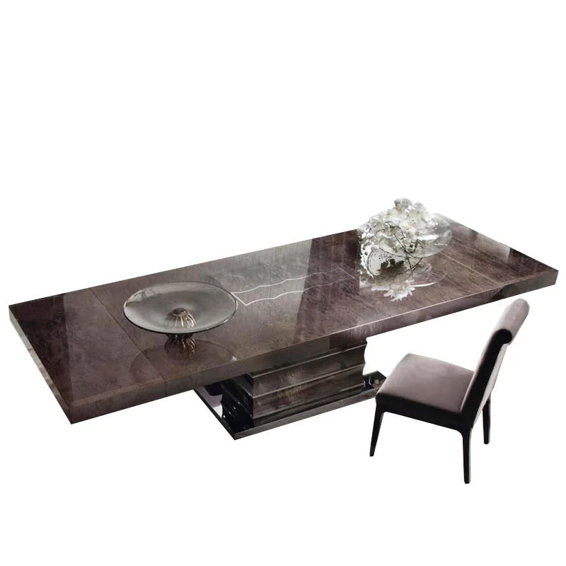 The dining table is light and luxurious, the Italian household baking lacquer dining table is rectangular for 10 people, and the