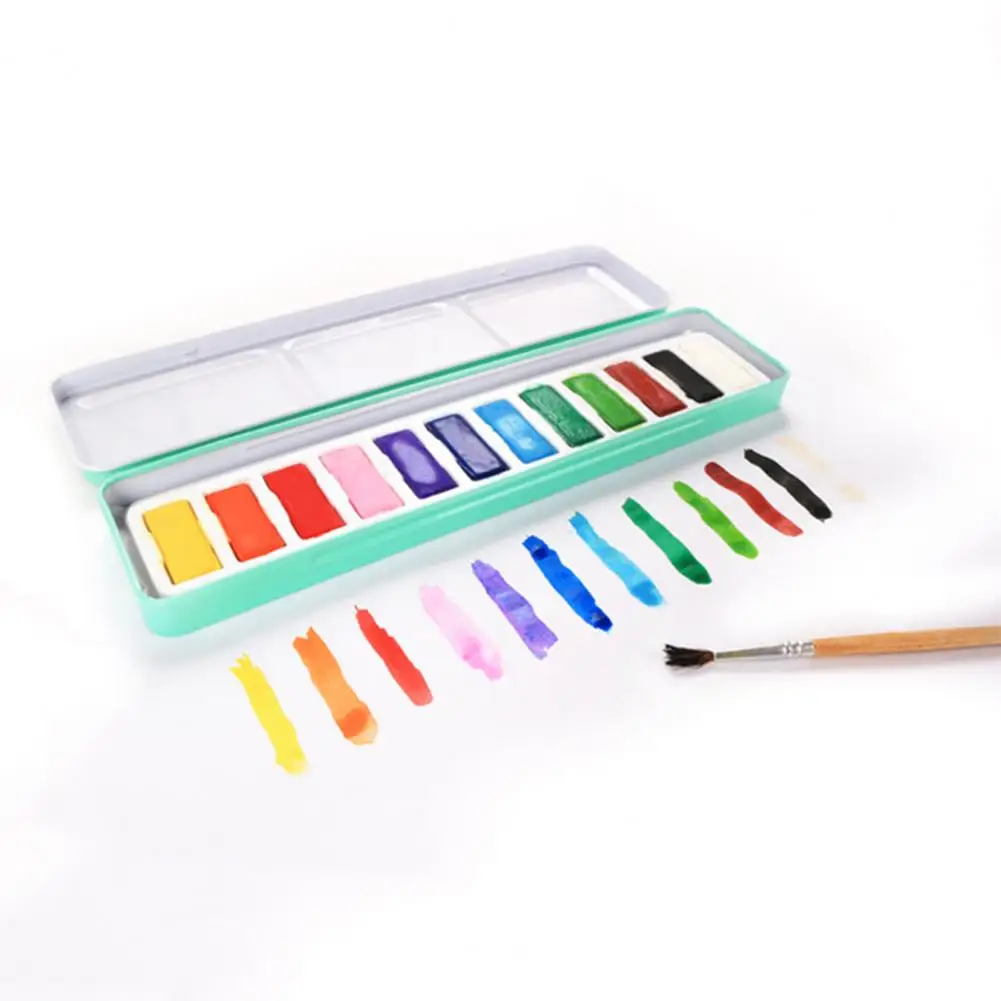 Aquarelverfset voor beginners Levendige aquarelverfkleuren Draagbare aquarelverfset met penseel 12 kleuren voor kinderen