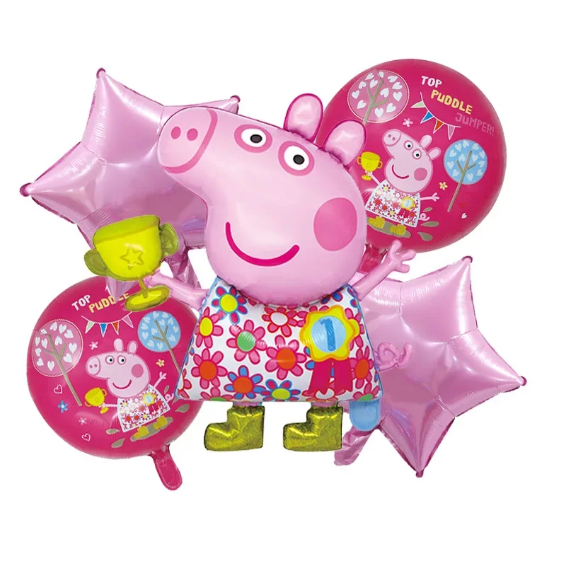 5 stücke Neue Peppa Pig Cartoon Nette Folie Metallic Ballon Kawaii Set kinder Kinder Geburtstag Party Dekorative Dekoration Jungen spielzeug