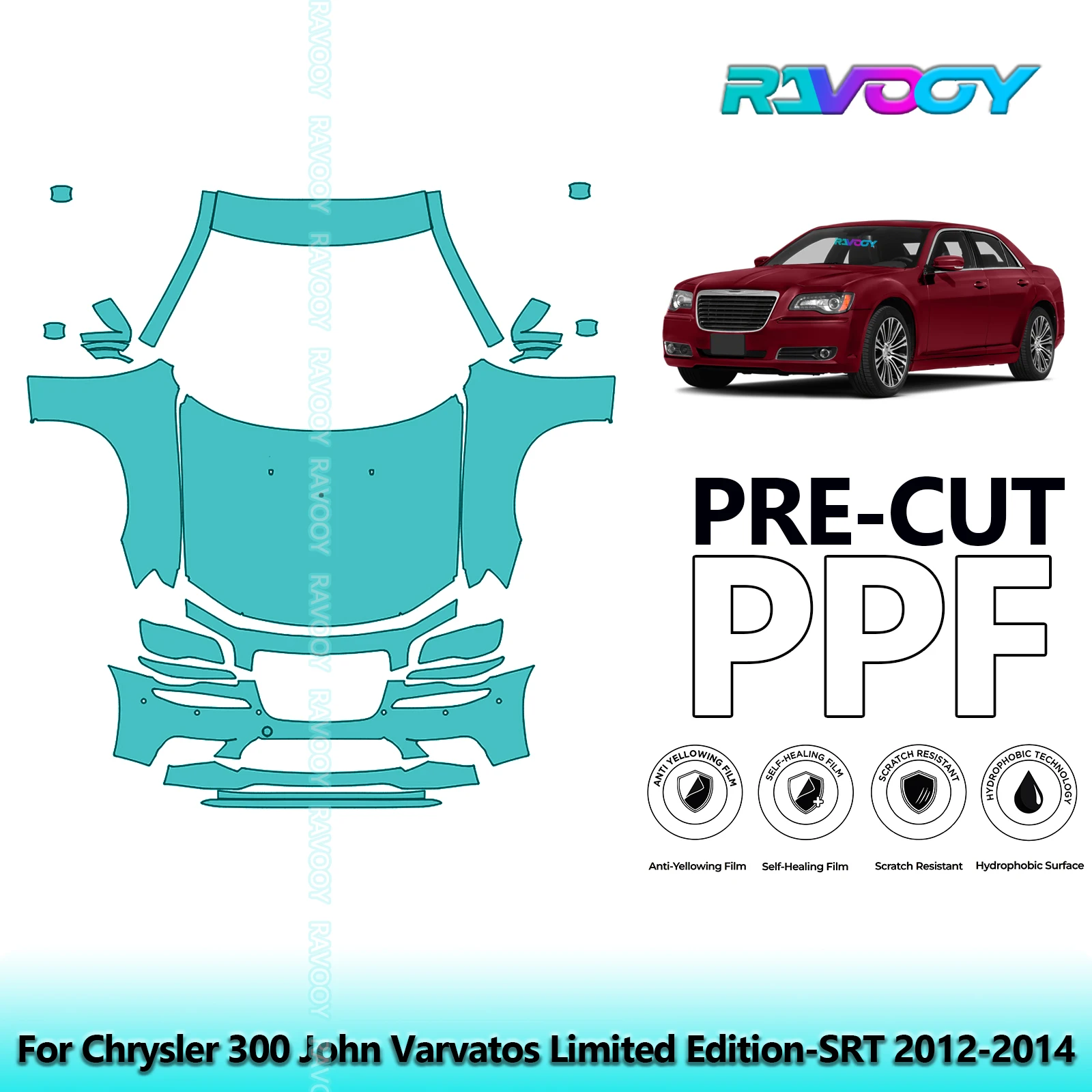 

8.5Mil Precut Paint Protection Film PPF Clear Bra Front Kit For Chrysler 300 John Varvatos Limited Edition-SRT 2012-2014