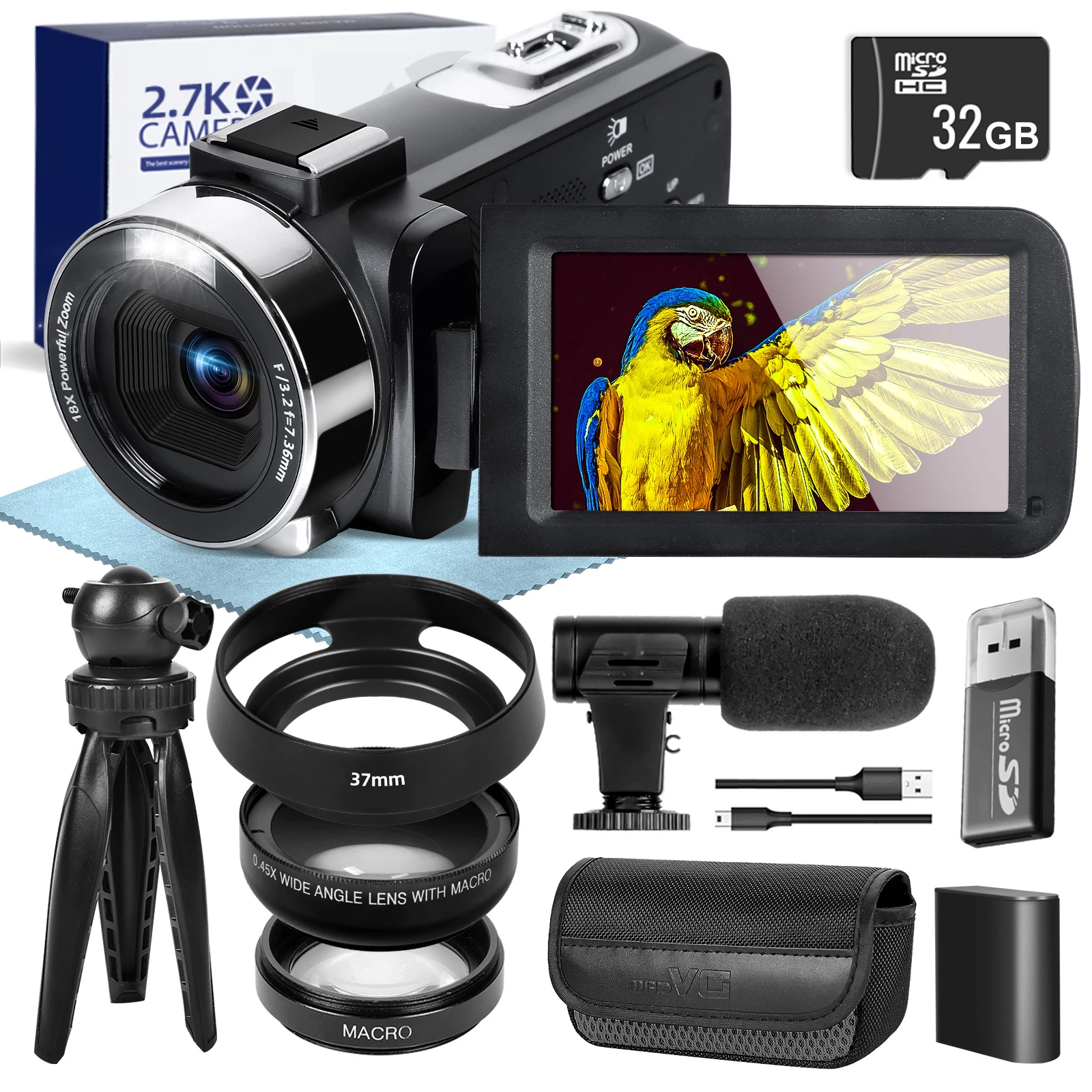NBD 2.7K Videocamera 42MP Digitale Camera Vlogcamera voor 3.0inch Flip Screen Camcorder met Afstandsbediening