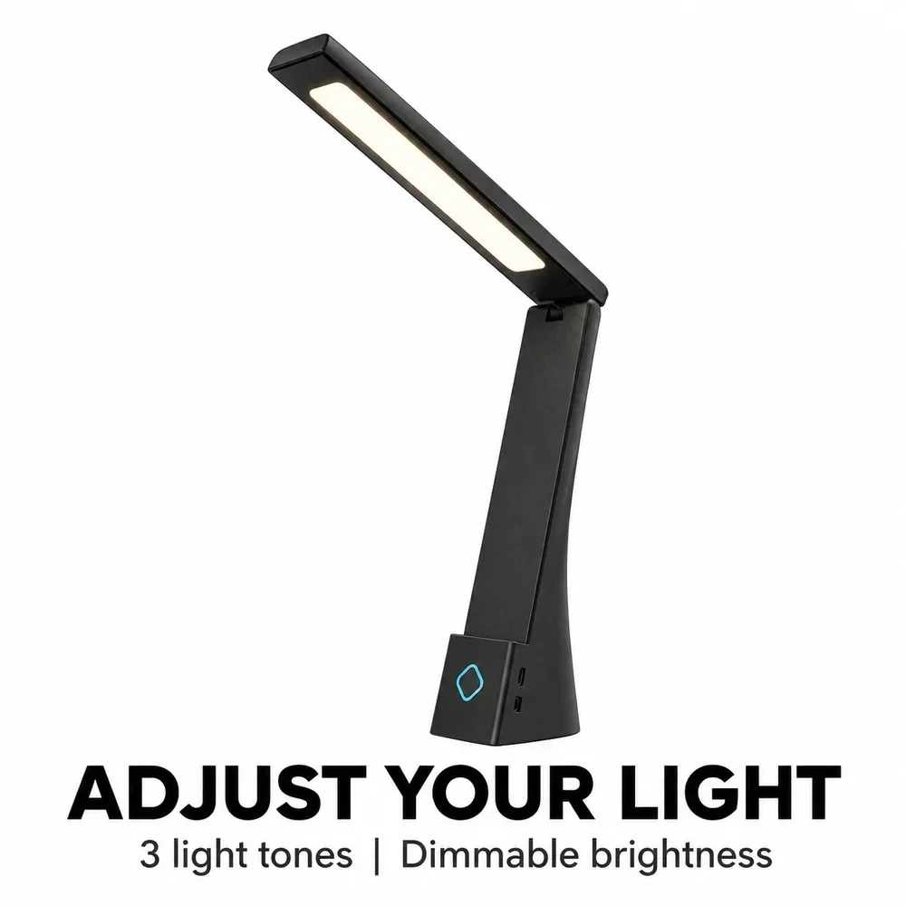 LED Desk Lamp USB Rechargeable Folding Touch Control 3 Color Modes Dimmable Reading Light for Study Home Office Bedroom Lighting
