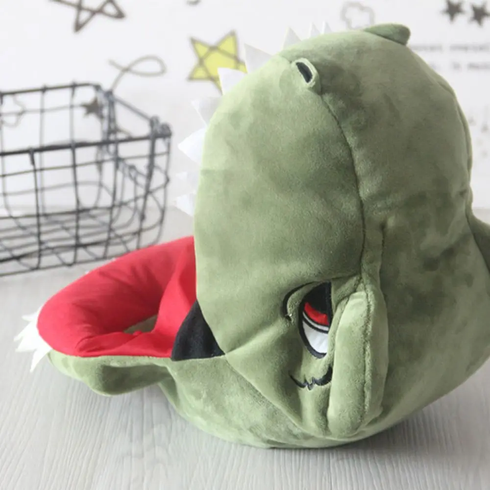 Cute Dinosaur Head Hat Cosplay Headgear Plush Dinosaur Hats Holiday Cosplay Costume Funny Cute Pros Hat