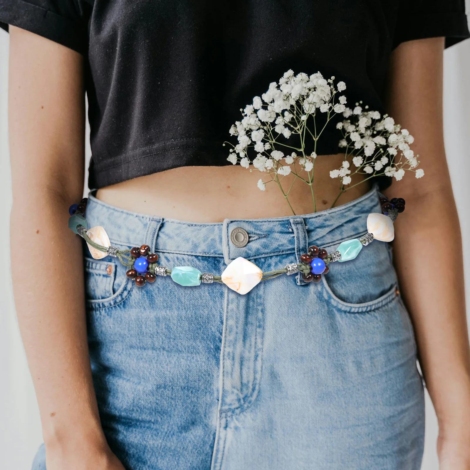 

Boho Waist Belt Women Hand Woven Ethnic Rope Tassel Waistband Beaded Braided Skirt Dress Rope Belt Belts for Women