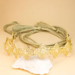 Sunspicems Chic Hand Rope Chain Moroccan Caftan Belt Metal Waist Chain For Women Adjustable Length Arabic Bridal Wedding Bijoux