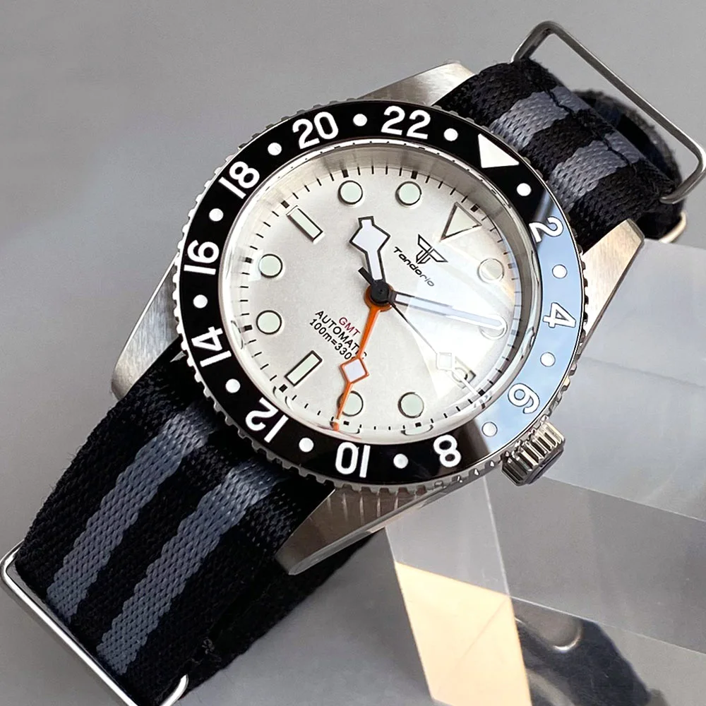 Hot Tandorio Bubble Sapphire Crystal 38mm NH34 Men Auto 20ATM Swim Watch Date Cyclops 120 Clicks Bezel Lume Snowflake Hand Retro