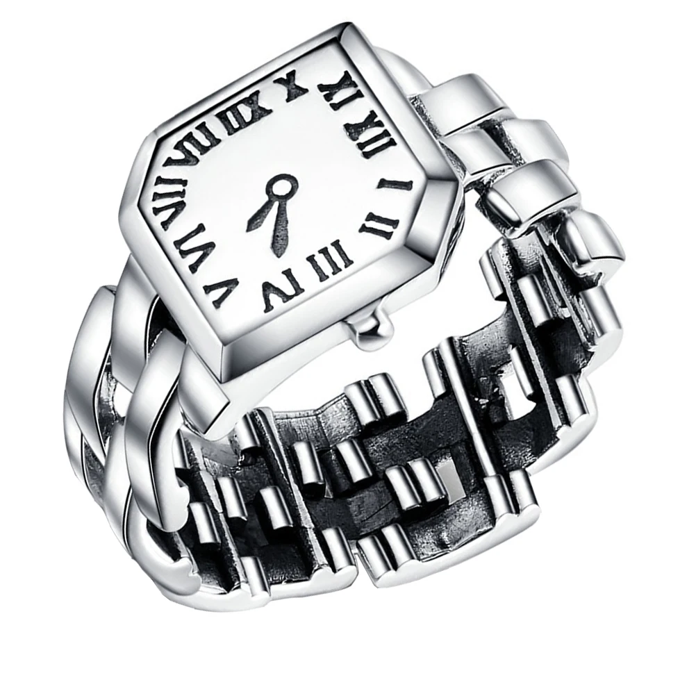 Часы с кольцом из чистого серебра S925 для женщин, модные кварцевые ювелирные часы, прочные повседневные декоративные аксессуары в форме большого пальца