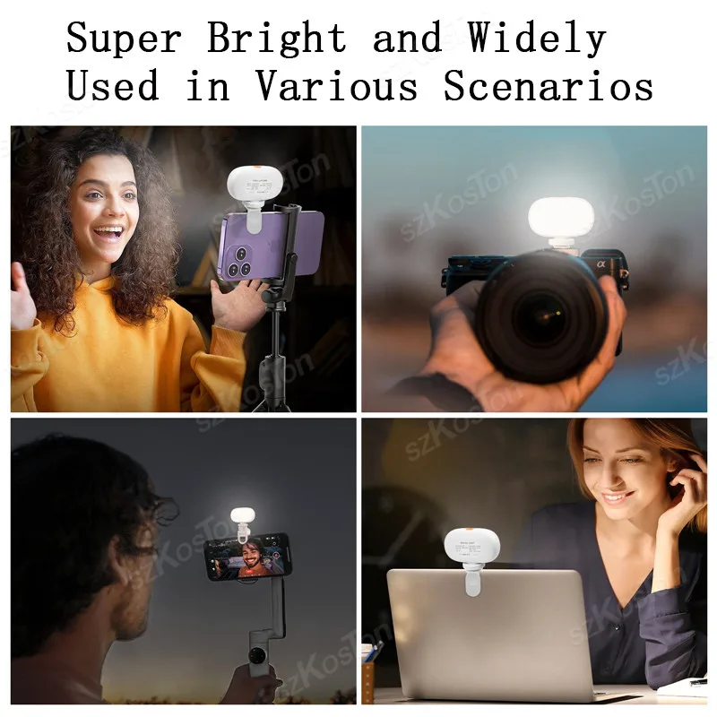Селфи-вспышка с зажимом для телефона, 600 мАч
