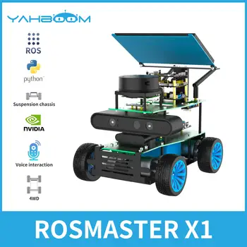 Yahboom programável 4wd robô de carro inteligente com reconhecimento de fala do motor lidar 520 para jetson nano raspberry pi 5 rosmaster x1