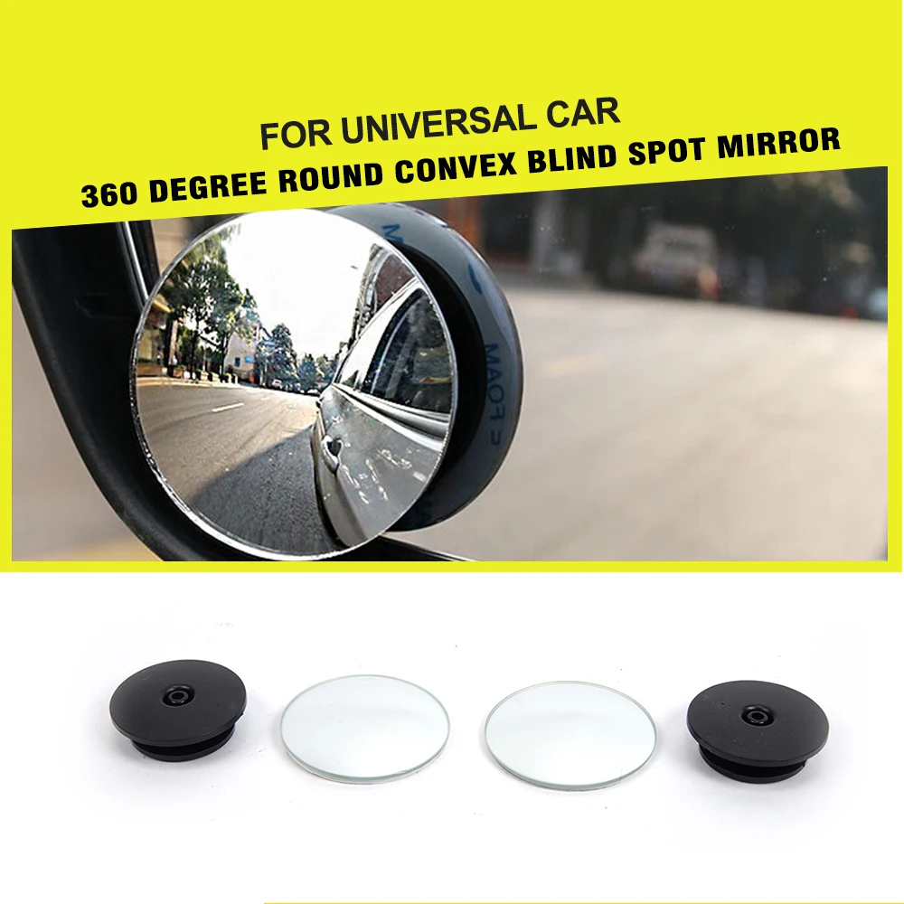 

Car Newest 360 Degree Frameless Ultrathin Wide Angle Round Convex Blind Spot Rearview View Mirror For Any Cars 1 Pair