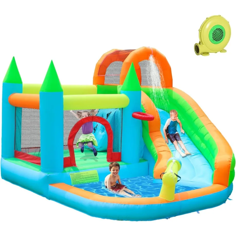 Aufblasbare Wasserrutschen Park Aufblasbare Hüpfburg Hüpfburg mit Spritzschutz Pool Kletterwand mit Gebläse