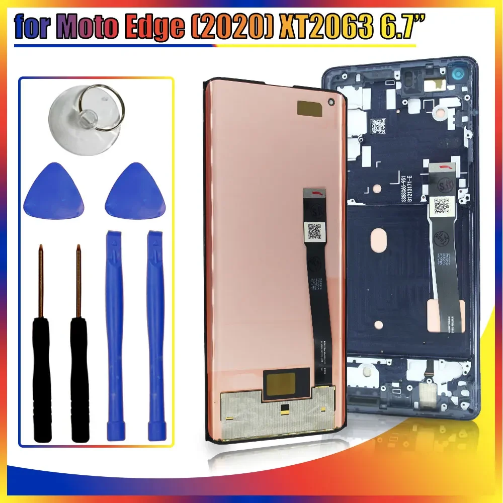 Tested AMOLED LCD for Motorola Edge 2020 XT2063 LCD Display Touch Screen Digitizer for Moto Edge 2020 XT2063-2 LCD Replacement