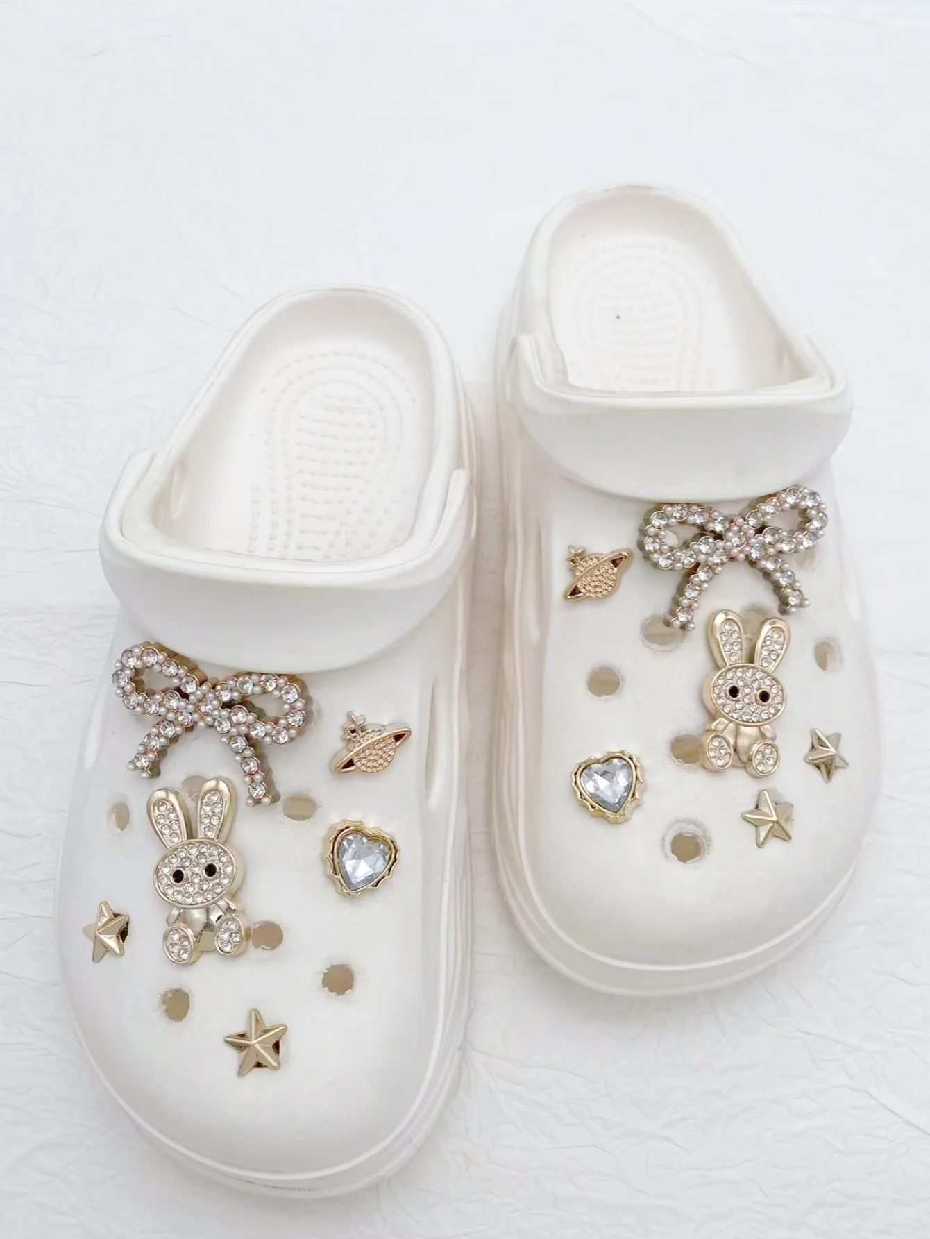 

12 pieces of gold bow shoe decoration DIY casual shoe decoration - fun and multifunctional personalized shoe way