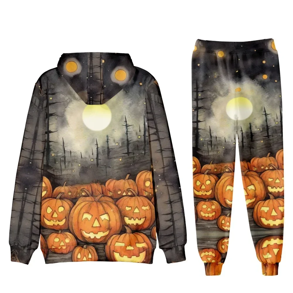 Halloween Pumpkin Women's Tracksuit Funny 2 Piece Outfits Sports Suit Lounge Hoodie Oversized Jogger Sweatpants Sweatsuit Sets