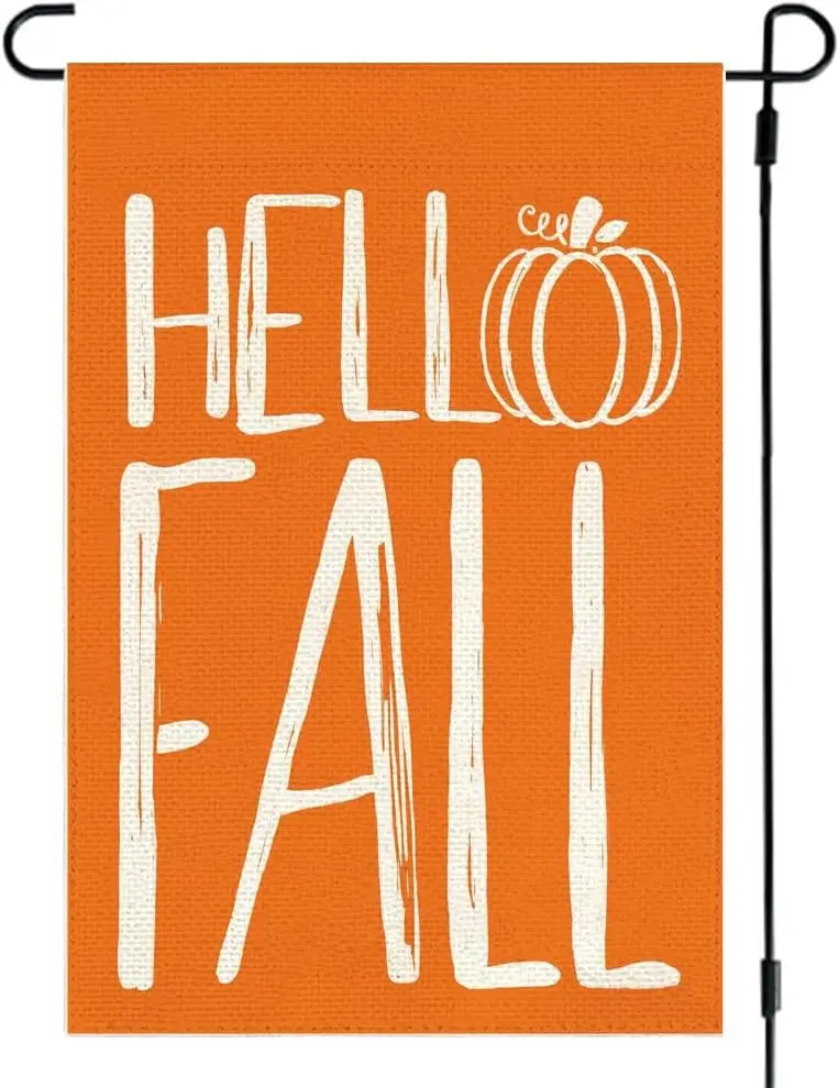 RABUSOFA Hello Fall Garden Flag 12x18 Inch Double Sided for Outside, Pumpkin Autumn Outdoor Seasonal Rustic Fall Yard Flag Porch