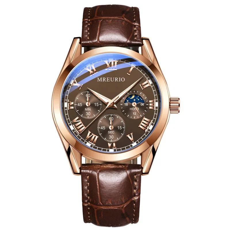 Reloj deportivo para Hombre, cronógrafo de cuarzo, informal, de cuero, con temporizador decorativo, resistente al agua, nuevo concepto