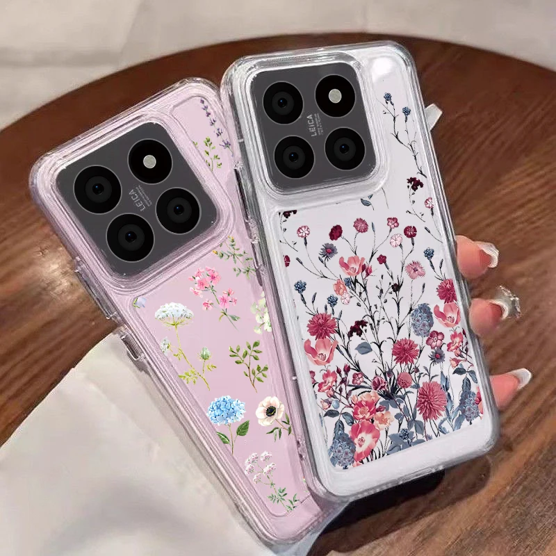 Flower Soft Clear TPU Case For Xiaomi Redmi Note 13 Pro Plus 12 11 Pro 5G Poco X5 X6 F6 M6 13T 11T Pro Shockproof Phone Cover