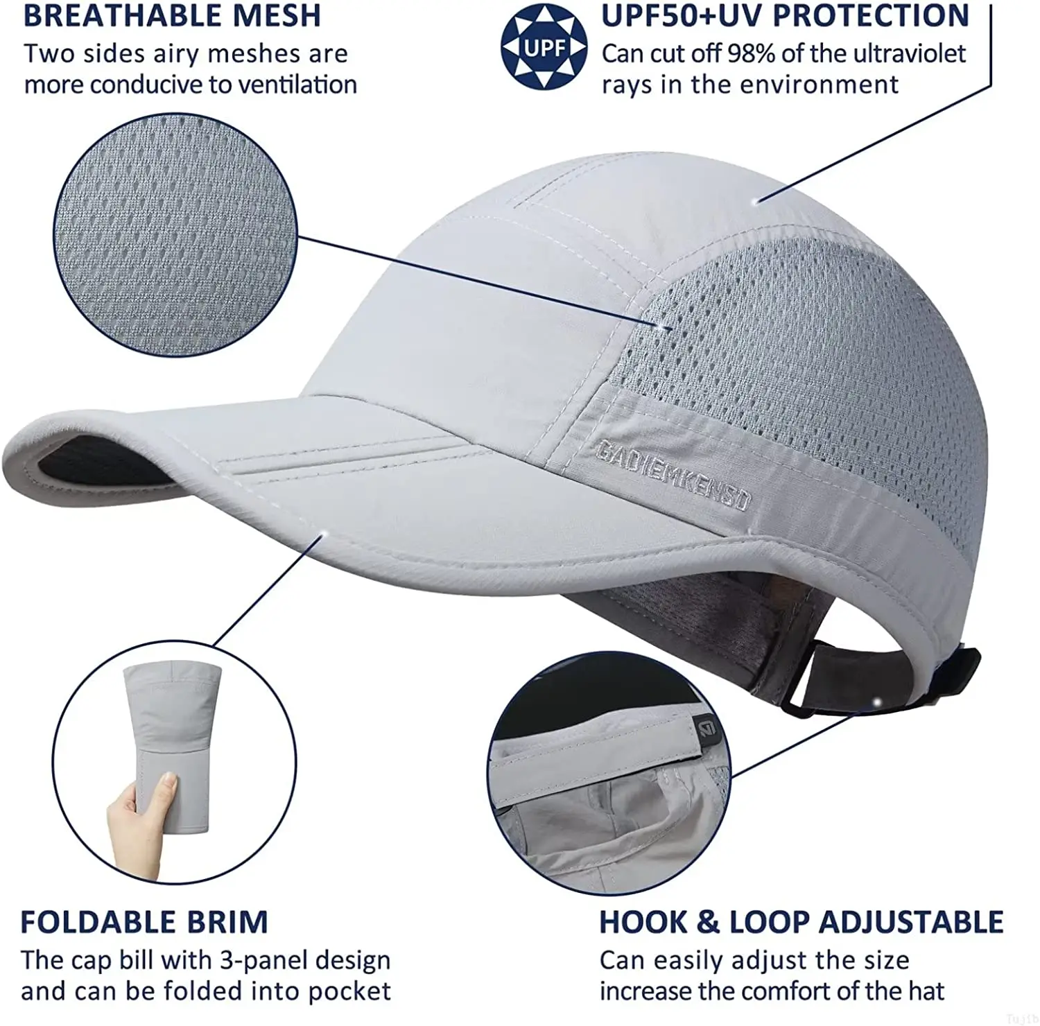 GADIEMKENSD Men Women Folding Climbing Peaked Cap Baseball Cap Outdoor Breathable Camping Hiking Quick Drying Trekking Sun Hat