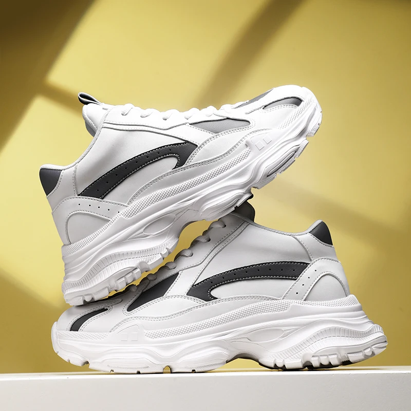 Alta qualidade elegante altura aumentando sapatos esportivos casuais sola grossa cor combinando perfurado respirável confortável