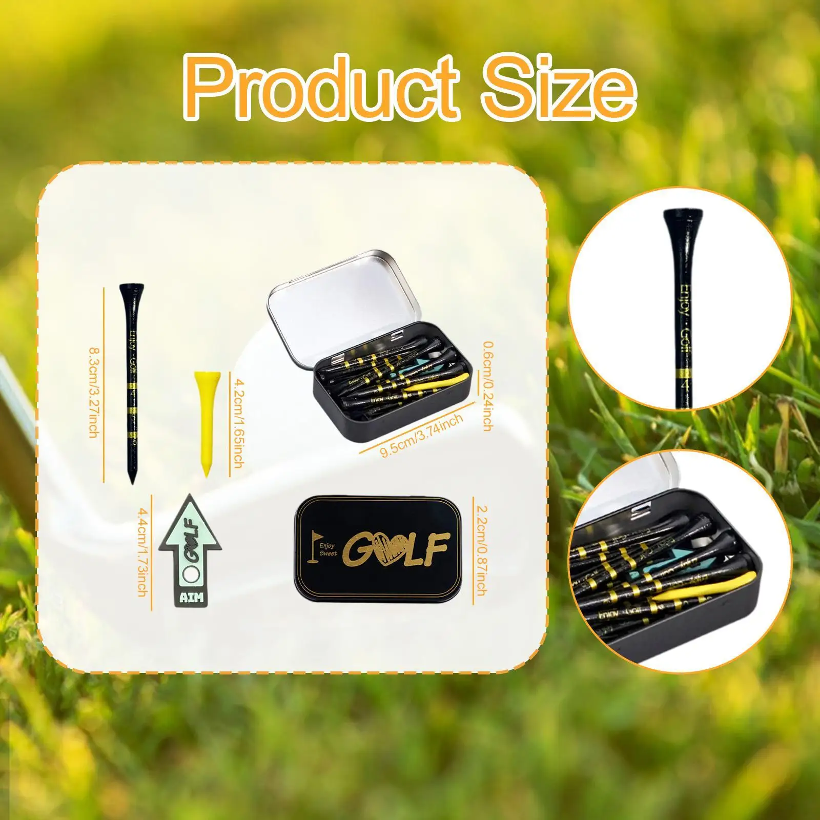Golf Tees Bulk with Storage Box Sign Wood Tees Outdoor Practical Golf Training Tool for Driving Putting Chipping Golf