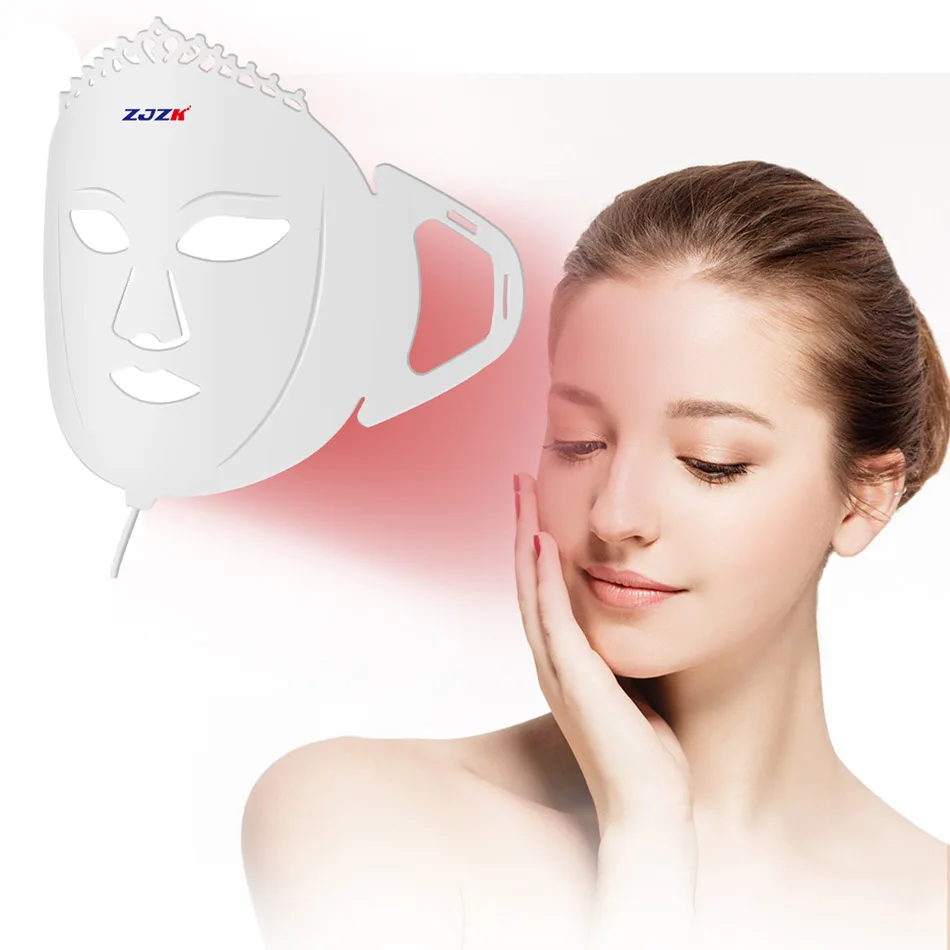 ZJZK Snelle verzending Led-masker Gezicht Led-lichttherapie Machine 7 kleuren 360 LED-chips voor gezichtsspa Minimaliseren van poriën Anti-wallen