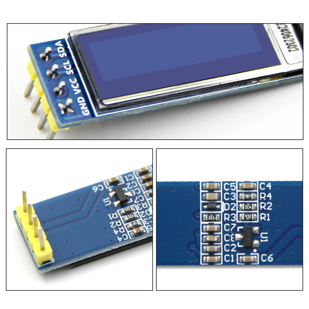 0,91 inch 128x32 IIC I2C OLED-displaymodule Wit/blauw SSD1306 OLED LCD-scherm voor Arduino