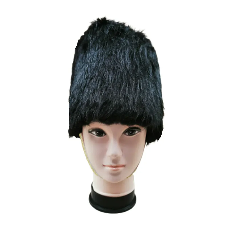 Black England Fur Top Hat For Men Palace Soldier Cap Ceremonial Headwear Prince Halloween Cosplay Accessories