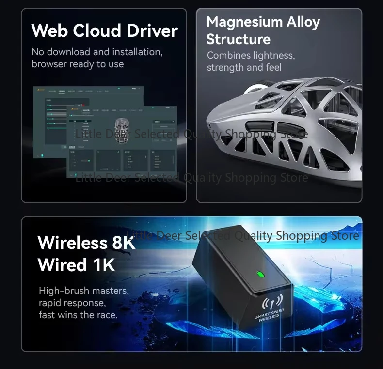 Magnesium Alloy 3-Mode Esports Optimal Performance Wireless Gaming Mouse