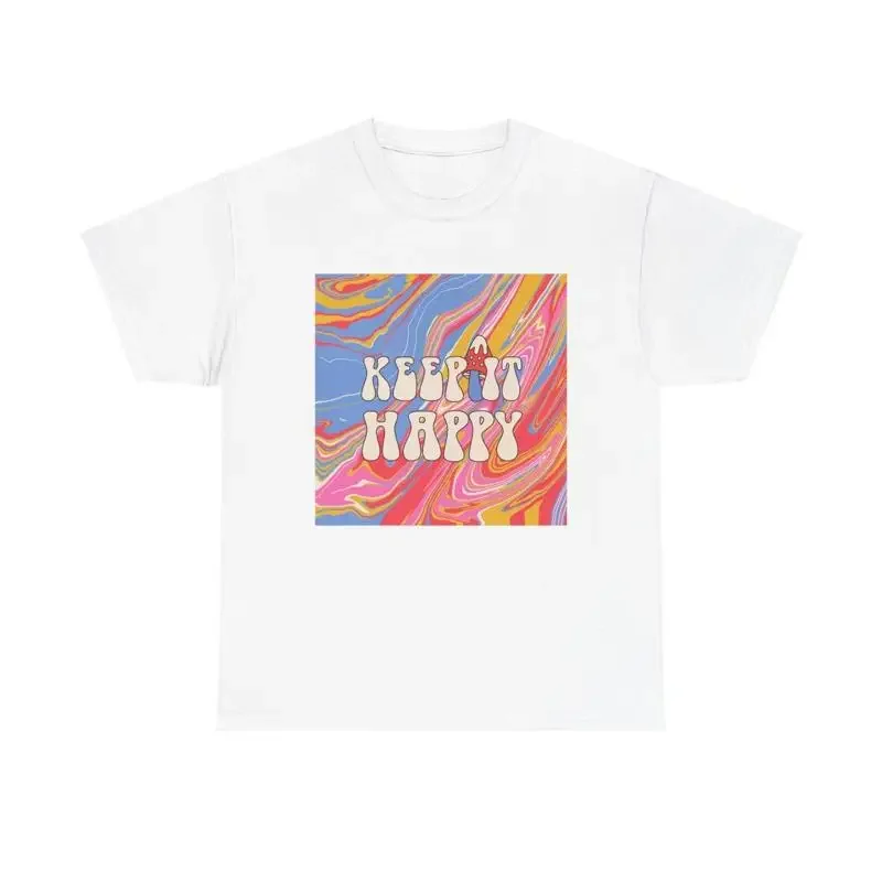 Keep It Happy T Shirt abstract retro 70s trippy cute mushrooms vintage graphic